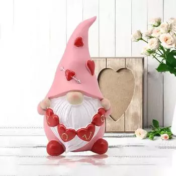 Yousheng День святого Валентина Сердце Любви Гном Статуэтка Смоляная Роза Конверт Безликий Эльф Гном Статуэтка Скульптура Домашний Офис Украшение Рабочего Стола Орнамент A