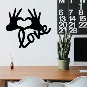 Yousheng День святого Валентина Украшение в виде сердца из дерева Жест рукой Сердце Подвесное украшение Знак любви Настенное искусство для домашнего декора чёрный