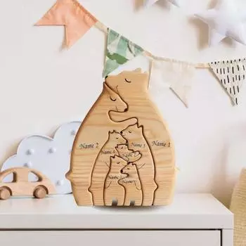 Yousheng деревянная головоломка в виде семьи медведей, родители медведя и фигурка медвежонка, обнимающая семью медведя, головоломка, настольное украшение для домашнего декора, подарки родителям 2pcs