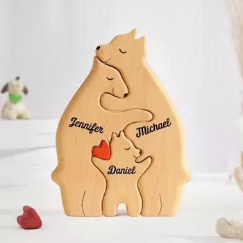 Yousheng деревянная головоломка в виде семьи медведей, настольное украшение в виде семьи медведей, обнимающаяся фигурка-головоломка в виде семьи медведей для украшения стола, подарок родителям 4