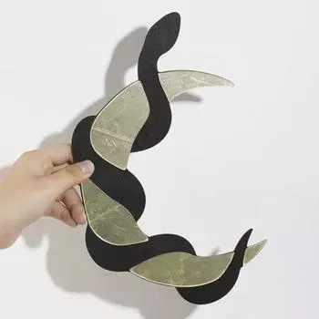 Yousheng деревянная настенная вывеска змея и полумесяц, зеркальное украшение в стиле бохо, светоотражающий полумесяц, украшение для гостиной, спальни