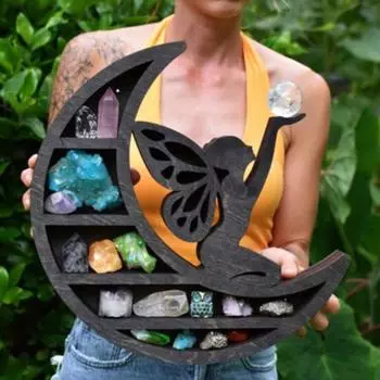 Yousheng деревянная полка для демонстрации луны настенная полка для коллекции полка для полумесяца настенная полка для кристаллов драгоценных камней свечей коллекционных предметов H