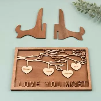 Yousheng Деревянный Знак Фамилии Фермерский Деревенский Генеалогическое Дерево Домашний Офис Спальня Настольный Орнамент Декоративный Знак Любви Сердце Имя Настольный Знак A