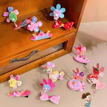 Yousheng Детская заколка для волос с мультяшным цветочным узором в форме мельницы Заколка для волос с пружинным дизайном Противоскользящая заколка для волос Головной убор 3