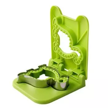 Yousheng Dinosaur Sandwich Cutter Cookie Breakfast Mold Stainless Steel Bread Shaper Non-Stick Sandwich Sealer for Kids Lunchboxes зелёный