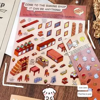 Yousheng DIY 3D наклейки для дома для детей и взрослых, наклейки с изображением мультфильмов, еда, супермаркет, выпечка, семейные сцены, наклейки для снятия стресса