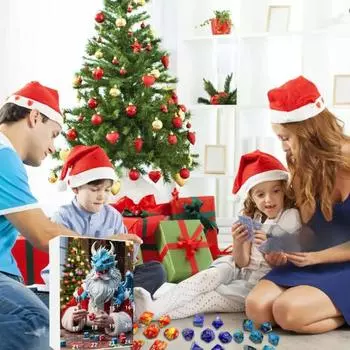 Yousheng DND Dice Set Advent Calendar 2024 24-Day Countdown to Christmas Acrylic Polyhedral Dice Set for Gamers Role Players