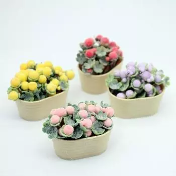 Yousheng Dollhouse Bonsai Миниатюрный смоляной бонсай Реалистичная модель горшечного растения Украшение для украшения кукольного домика фиолетовый