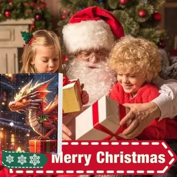 Yousheng Dragon Baby Advent Calendar 24-Day Christmas Countdown Calendar Inside Acrylic Cartoon Baby Dragon Hanging Ornament for Kids Christmas Fun D