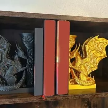 Yousheng Dragon Book Forward 3D Printed Realistic Dragon Book Forward Аксессуар для книжной полки для домашнего офиса, стола, украшения гостиной Left золотистый