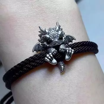 Yousheng Dragon Bracelet Twisted Rope Retro Chinese Style Polished Alloy Lightweight Hip-Hop Wrist Accessory Unisex Bangle Jewelry синий