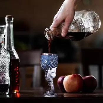 Yousheng Dragon Wine Goblet Cat Chalice Cup Нержавеющая сталь Смола Готический Мрачный Хэллоуин Декоративный бар Виски Коктейль Питьевые стаканы A