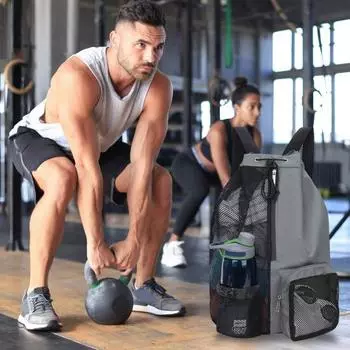 Yousheng Drawstring Mesh Swim Bag Beach Backpack with Pockets Waterproof Zipper Large Capacity Lightweight Mesh Bag Sports Supplies зелёный