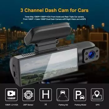 Yousheng Dual Dash Cam для автомобилей 1080P Передняя и задняя видеокамера с ночным видением Циклическая запись WiFi Парковочный монитор Комплект для вождения чёрный