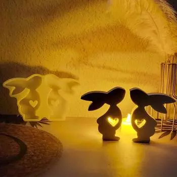 Yousheng Easter Kissing Bunny силиконовая форма DIY Love Rabbit Знак Орнамент Форма Ручной Работы Украшения Ремесла Изготовление Эпоксидной Смолы Литейная Форма белый