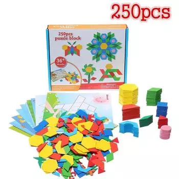 Yousheng Education Kid Toy 250Pcs Деревянные геометрические головоломки Tangram Building Тренировка мозга