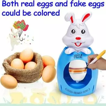 Yousheng Egg Painting Machine Kit Bunny Spinner с 8 цветными маркерами и 3 пластиковыми яйцами Набор для декорирования пасхальных яиц для самостоятельной росписи пасхальных яиц Without Light серый