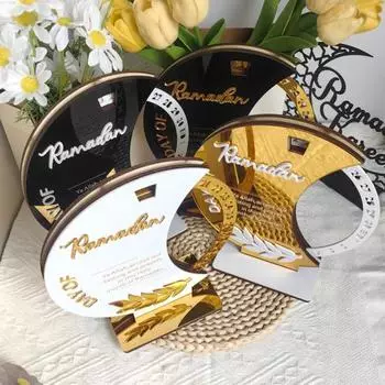Yousheng Eid Рамадан календарь обратного отсчета 30 дней до праздника Ид вращающийся Адвент календарь деревянное исламское украшение стола для Мубарака домашний декор A золотой/чёрный