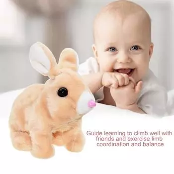 Yousheng Electric Plush Rabbit Toy Interactive Jumping Twitching Shaking Ears Bunny Toy Toddlers Educational Baby Tummy Time Crawling Stuffed Toy E