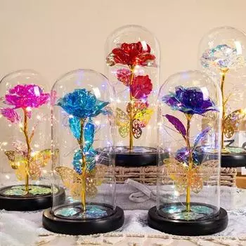 Yousheng Eternal Love Rose Украшение для жены, мамы, лучший подарок на День святого Валентина, День матери, рождественский подарок, имитация цветка, бабочки, декор A синий