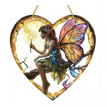 Yousheng Fairy подвесное украшение в форме сердца настенный кулон акриловый витражный стеклянный кулон для домашнего садового декора