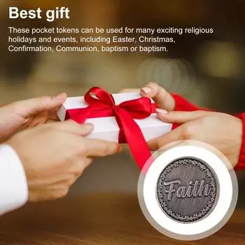 Yousheng Faith Pocket Token Coin Christian Cross Coin Collectible Religious Faith Coin for Easter Christmas Confirmations Baptisms 1pc