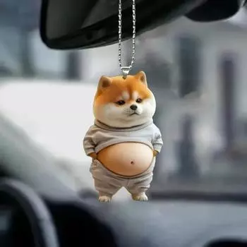 Yousheng Fat Puppy брелок 2D плоский акриловый мультяшный щенок украшение автомобиль зеркало рюкзаки подвеска для домашнего декора серый