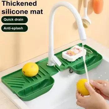 Yousheng Faucet Splash Pad для кухонной раковины, дренажный коврик с карманами для фильтров, держатель для мыла, поддон для кухонной раковины в ванной зелёный