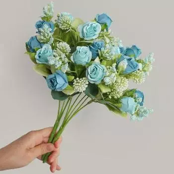 Yousheng Faux Rose Bouquet Non-withering No Watering Non-fading Long Lasting 15 Heads Living Room Decor Simulation Flower Bouquet Home Supplies бежевый