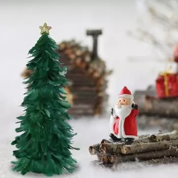 Yousheng Feather Christmas Tree Tabletop Decoration Handcrafted Tree Figurine with Star Topper Holiday Home Centerpiece for Christmas New Year Party