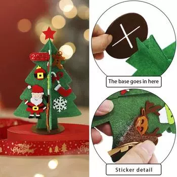 Yousheng Felt Christmas Tree Mini Xmas Настольная фигурка DIY Tree Set с Санта-Клаусом, тростью, снежинками, аксессуарами для малышей