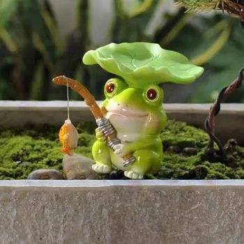 Yousheng фигурка животного-рыболова смоляная скульптура мультяшного животного окрашенная статуэтка животного-рыболова для аквариума домашний офисный стол Frog