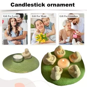 Yousheng Five-Person on The Lawn Candle Holder Votive Tealight Candle Stand Warming Oneself by A Flame Resin Candlestick Decoration Ornament A