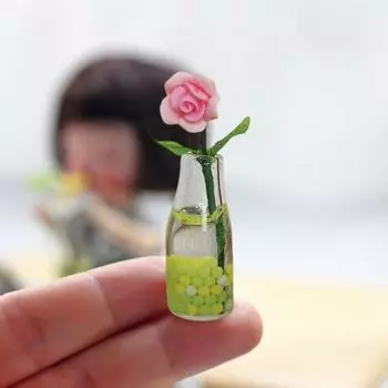 Yousheng Flower Model Mini смоляная ваза для цветов с розами, украшение, прочные аксессуары для кукольного домика для ролевых игр, декор B