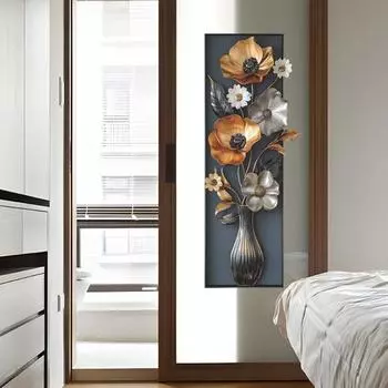 Yousheng Flower Vase Наклейки на стену 3D Винтажные цветочные наклейки на стену Самоклеящиеся водонепроницаемые наклейки на стену для гостиной спальни дивана фон A