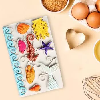 Yousheng Fondant Mold нелипкая, легко снимаемая силиконовая форма для украшения торта в форме хвоста русалки для кухни белый