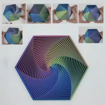 Yousheng Fractal Fidget Hexagon 3D Printed Anxiness stresstress Treatment Kids Pocket Size Travel Adults Colorful Hexagon Sensory Toy Mindful Meditation Tool S