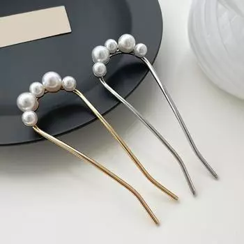 Yousheng французская вилка для волос элегантная искусственная жемчужина противоскользящая длинная густая прическа для волос пучок металлическая U-образная шпилька для волос для женщин и девочек аксессуары для волос золотистый