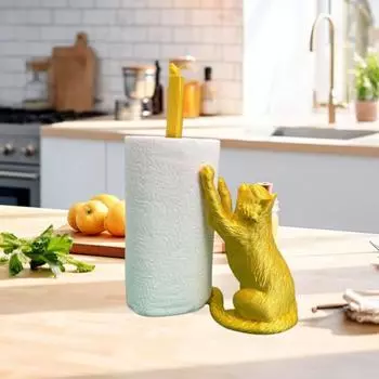 Yousheng Free Standing Cat Держатель для бумажных полотенец Прочная конструкция Держатель для бумажных полотенец на кухонную столешницу Забавный органайзер для бумаги в виде кота