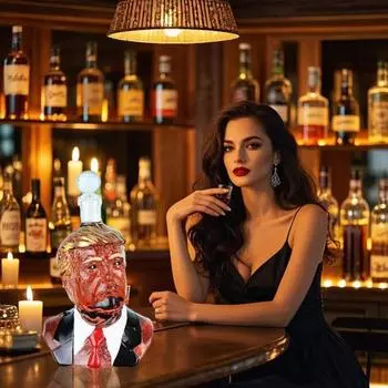 Yousheng Funny Whiskey Bottle Decanter 750ml Glass Bottle Unique Wine Decanter for Men Dad Hub Home Bar Decoration Gift for Whiskey