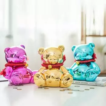 Yousheng гальванический медведь-копилка, сидящий медведь, монета, копилка, домашний офис, книжная полка, украшение для рабочего стола, подарок для детей и взрослых розы красного