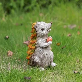 Yousheng Garden Leaf Animal Figurine Turtle Owl Squirrel Rabbit Fox Bird Hedgehog Snail Statue Resin Animal Sculpture Yard Decoration Ornament D