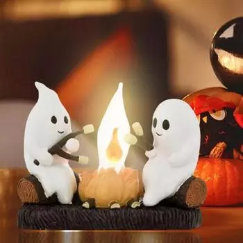 Yousheng Ghost Bonfire Night Light Campfire Flickerless Ghost Lamp Realistic Fake Candle Decoration for Halloween for Children Room A