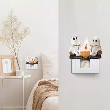 Yousheng Ghost Campfire мерцающий ночной свет Хэллоуин жуткий светодиодный поддельный костер мультяшный призрачный светильник для домашнего офиса внутреннее украшение орнамент A