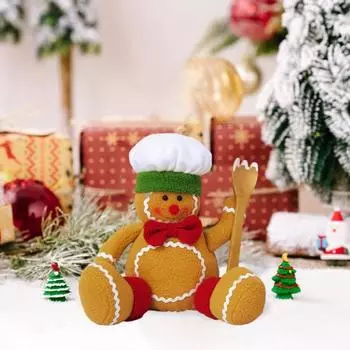 Yousheng Gingerbread Man Doll Plush Stuffed Sitting Cookie Gingerbread Ornaments Soft Christmas Tree Decoration for Door Mantel Shelf Decor Men
