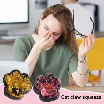 Yousheng Glitter Black Cat Paw Toy, антистрессовая игрушка для снятия стресса, сжимающая и щипающая лапку котенка, сенсорная игрушка для детей, подростков и взрослых, мягкая игрушка-антистресс TPR с когтями животных