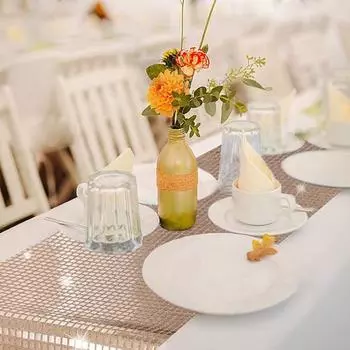 Yousheng Glitter Disco Party Table Tracker Sparkling Mirror Silver Retro 70-е 80-е Тематика День рождения Девичник Танцевальная Вечеринка Товары 275cm золотистый