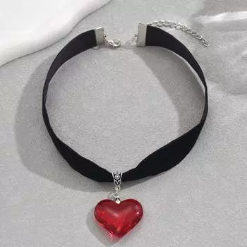 Yousheng Gothic Heart Choker Ожерелье Черный бархатный чокер Регулируемая длина Гальванизированный Символ Любви Винтажный Рождественский шейный ювелирный подарок для женщин
