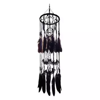 Yousheng Готический Ловец снов Черный Ловец снов с подвесками в виде летучих мышей Ведьминский Подвесной Ловец снов для Взрослых Украшение для Стены Спальни Окна 1pc