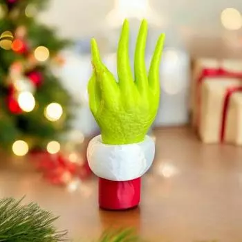 Yousheng Green Elf Hand Украшение Рождественское украшение для руки Смола Зеленая рука Настольный или настенный орнамент держатель для ключей для подвешивания рождественских шаров A